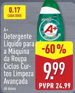 ALDI A+ Detergente Líquido para a Máquina da Roupa Ciclos Curtos Limpeza Avançada promoção