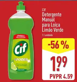 ALDI Cif Detergente Manual para Loiça Limão Verde promoção