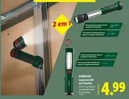 Lidl Parkside lanterna led de trabalho promoção