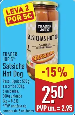 ALDI Trader Joe's Salsicha Hot Dog promoção