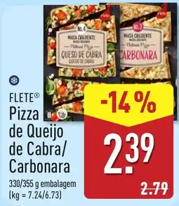 ALDI Flete pizza de queijo de cabra/carbonara promoção