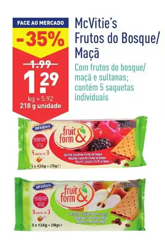 ALDI McVitie's Frutos do Bosque/Maçã 218g promoção