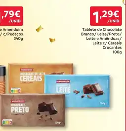 Amanhecer Tablete de Chocolate Branco/Leite/Preto/ Leite e Amêndoas/ Leite c/ Cereais Crocantes promoção