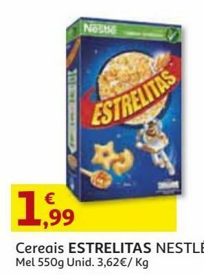 Auchan Cereais criança nestlé:estrelitas mel 550g promoção