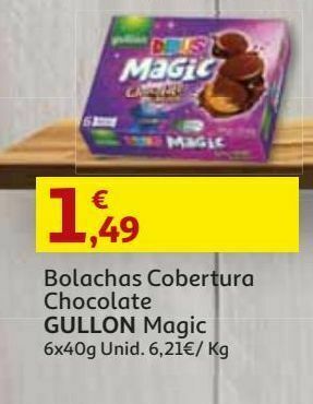 Auchan Bolachas cob.chocolate gullon:magic 6 x 40g promoção