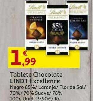 Auchan Tablete chocolate negro lindt promoção