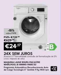 Radio Popular Maquina lavar roupa encastre whirlpool bi wmwg 91485 eu promoção