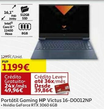 Auchan Portátil gaming hp victus 16-d0012np promoção