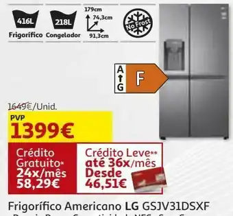 Auchan Frigorifico americano lg: gsjv31dsxf promoção