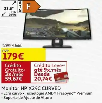 Auchan Monitor hp:24" hp x24c curved promoção