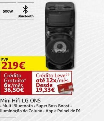 Auchan Mini hifi lg on5 promoção