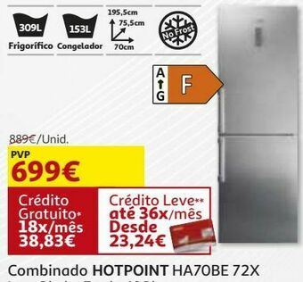 Auchan Combinado hotpoint:inox ha70be 72 x promoção