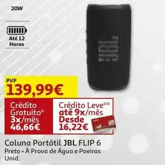 Auchan Coluna portátil jbl flip 6 preta promoção