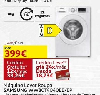 Auchan Maquina lavar roupa samsung:branco ww80t4040ee/ep promoção