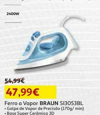 Auchan Ferro a vapor braun si3053bl promoção