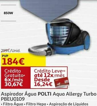 Auchan Aspirador agua polti:aqua allergy turbo pbeu0109 promoção