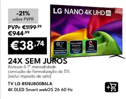 Radio Popular tv lg 85nu800b6la promoção
