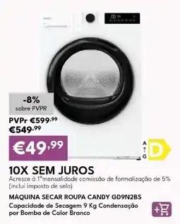 Radio Popular máquina secar roupa candy gd9n2bs promoção