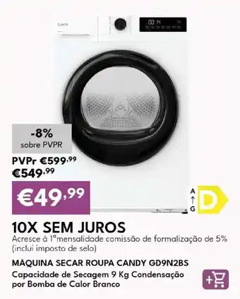 Máquina secar roupa candy gd9n2bs