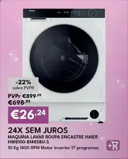 Radio Popular Maquina lavar roupa encastre haier hwb100-b14858u-s promoção
