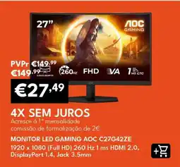 Radio Popular Monitor led gaming aoc C27G42ZE promoção