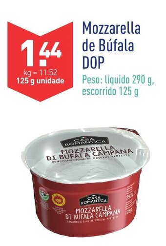 ALDI Mozzarella de Búfala DOP 125g promoção