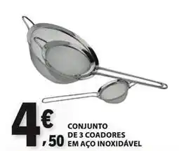 E.Leclerc Conjunto de 3 coadores em aço inoxidavel promoção