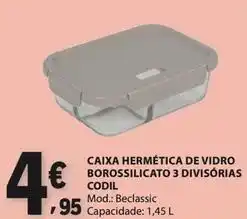 E.Leclerc Caixa hermetica de vidro borossilicato 3 divisórias promoção