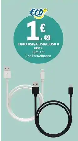 E.Leclerc €co+ - cabo usbja usb/cusb a e60+ promoção