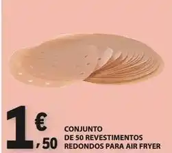 E.Leclerc Conjunto de 50 revestimentos redondos para air fryer promoção