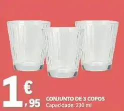 E.Leclerc Conjunto de 3 copos promoção
