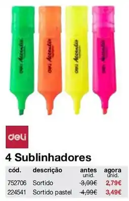 Staples Deli 4 sublinhadores promoção