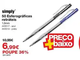 Staples Simply 50 esferográficas retráteis promoção