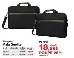 Staples Mala Geolite Targus promoção