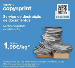 Staples Staples copy&print serviço de destruição de documentos promoção