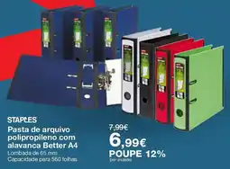 Staples Staples pasta de arquivo polipropileno com alavanca better a4 promoção