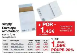 Staples simply envelope almofadado com fole promoção