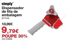 Staples Simply dispensador de fita de embalagem promoção