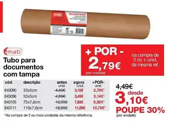 Tubo para documentos com tampa mab