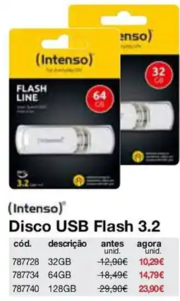 Staples Intenso disco usb flash 3.2 promoção