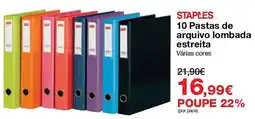 Staples staples 10 pastas de arquivo lombada estreita promoção