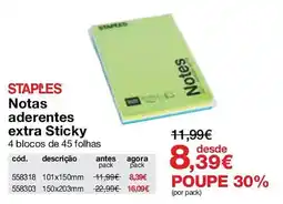 Staples Staples notas aderentes extra sticky promoção