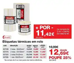 Staples Etiquetas térmicas em rolo mab promoção