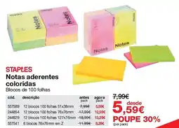 Staples Staples notas aderentes coloridas promoção