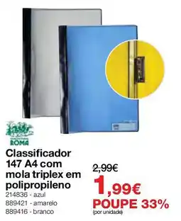 Staples Classificador roma 147 A4 com mola triplex em polipropileno promoção