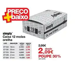 Staples simply caixa 12 molas orelha promoção
