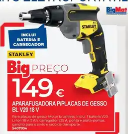 BigMat stanley apara-fusadora p/placas de gesso bl v20 18 v promoção