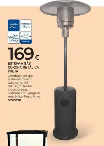 Estufa a gás corona metálica preta