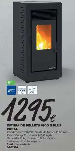 BigMat Estufa de pellets vigo s plus preta promoção