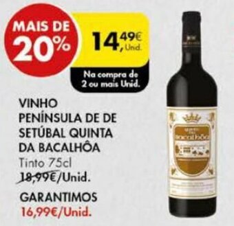 Pingo Doce Vinho Península de Setúbal Quinta da Bacalhôa 75cl promoção